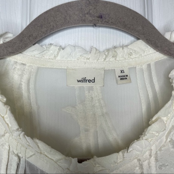𝅺ARITZIA Wilfred Lourdes Appliqué White Lacey Blouse XS - Picture 5 of 11
